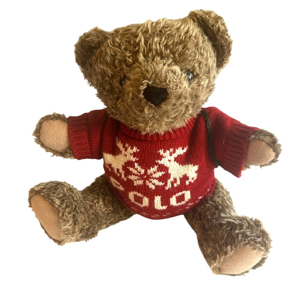 POLO Vintage 1998 Holiday Plush Teddy Bear Reindeer Sweater and Backpack VTG